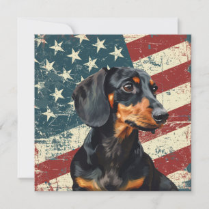 Grunge American Flag Dachshund Dog