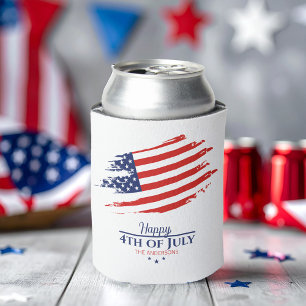 Grunge American Flag Happy 4th July ID1104 Can Cooler