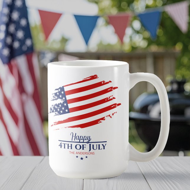 Grunge American Flag Happy 4th July ID1104 Coffee Mug (Creator Uploaded)