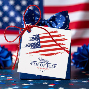 Grunge American Flag Happy 4th July ID1104 Favour Tags