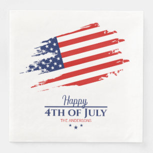 Grunge American Flag Happy 4th July ID1104 Napkin