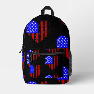 grunge american flag heart distressed  printed backpack