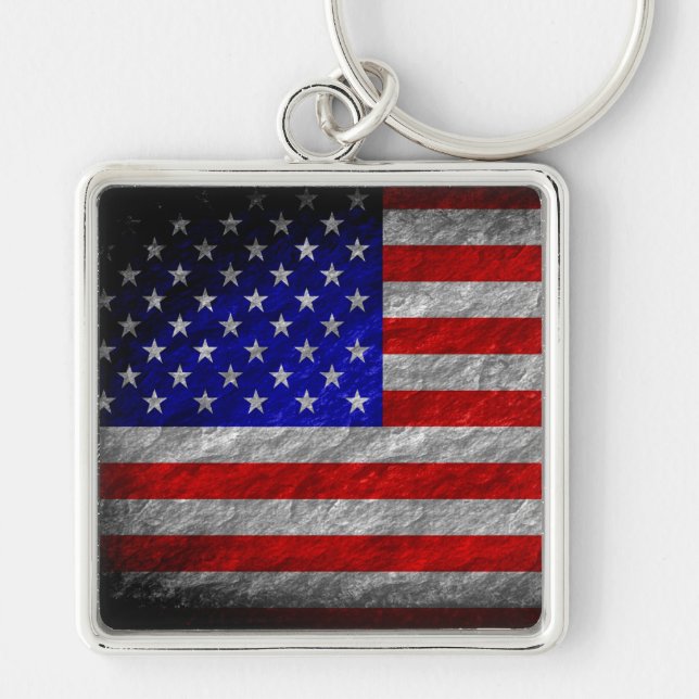 Grunge American Flag Key Ring (Front)