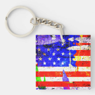 Grunge American Flag Key Ring