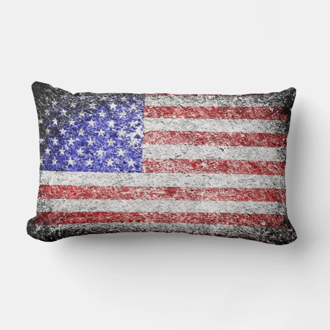 Grunge American Flag Lumbar Cushion (Front)