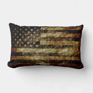 Grunge American Flag Lumbar Cushion