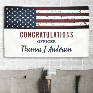 Grunge American Flag Military Police Retirement Banner