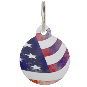 Grunge American Flag Pet Tag