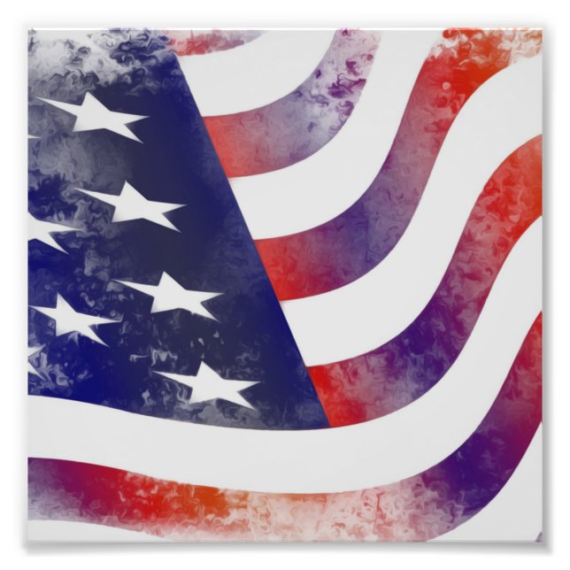 Grunge American Flag Photo Print (Front)