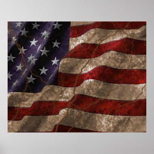 Grunge American Flag Poster (Front)
