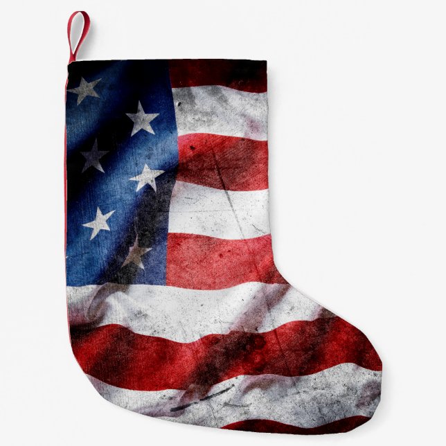 Grunge American flag Small Christmas Stocking (Front)