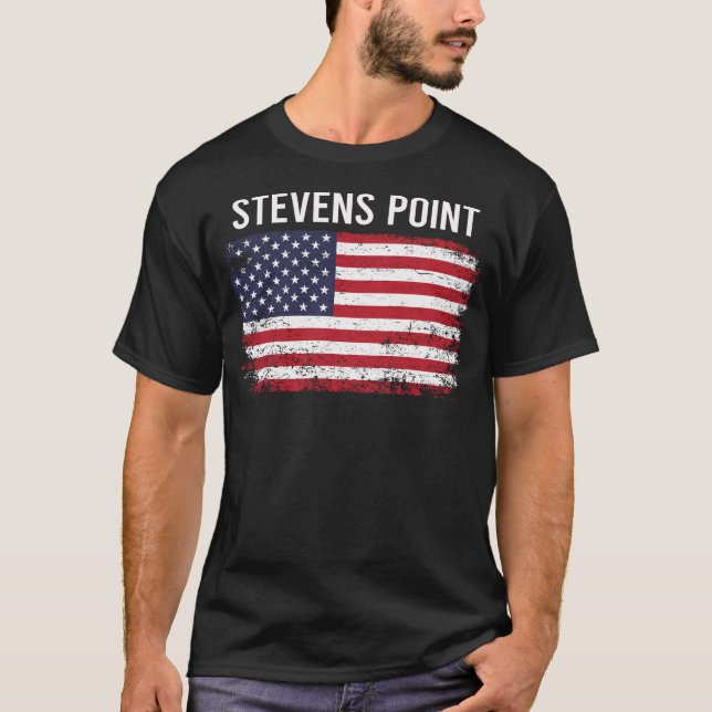 Grunge American Flag Stevens Point T-Shirt (Front)