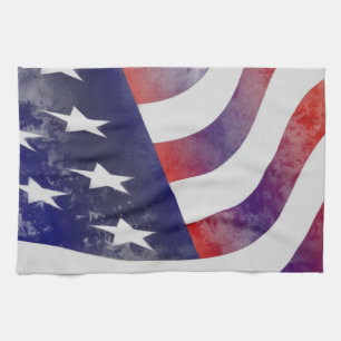 Grunge American Flag Tea Towel