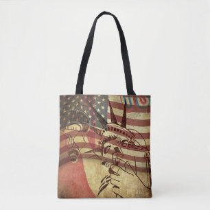 Grunge American flag: textured background. Tote Bag