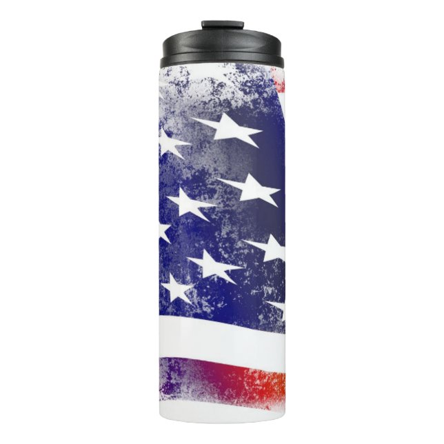Grunge American Flag Thermal Tumbler (Front)
