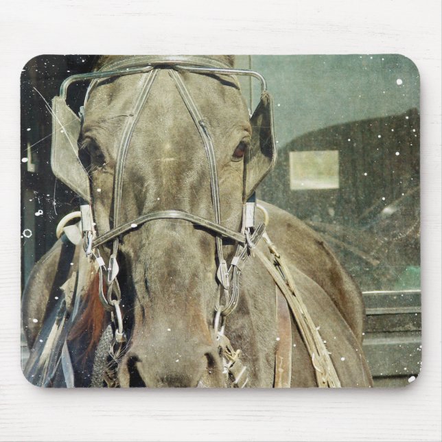 Grunge Amish Buggy Horse Mouse Pad (Front)