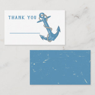 Grunge Anchor Blue Nautical Wedding Escort Place Card