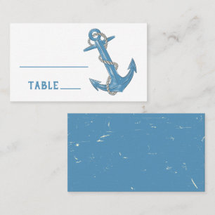 Grunge Anchor Blue Nautical Wedding Escort Place Card