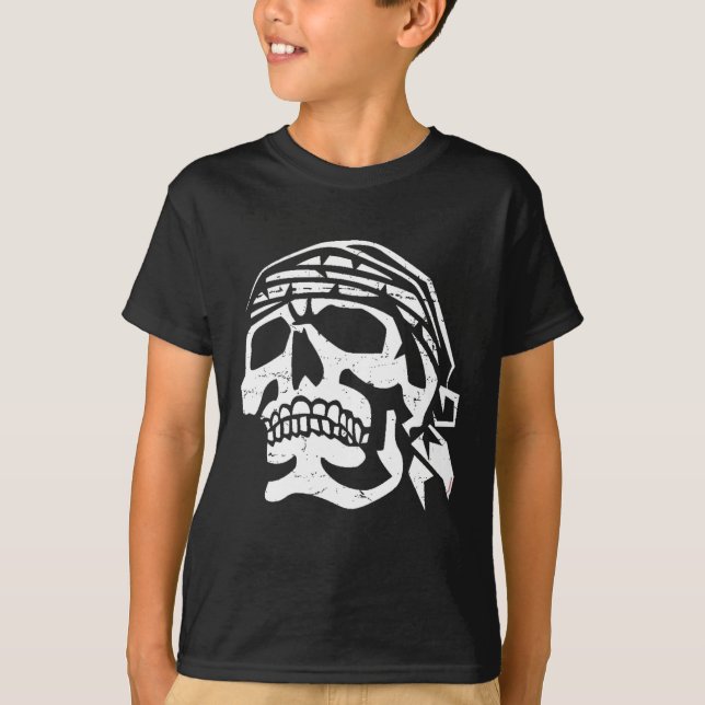 Grunge and Distressed Pirate Skull - Shirt (Front)