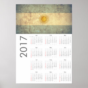 Grunge Argentina Flag Calendar 2017 Poster