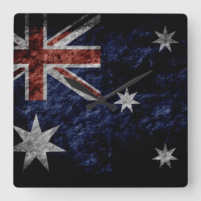 Grunge Australia Flag 4 Square Wall Clock (Front)