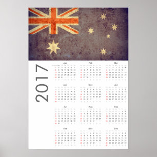 Grunge Australia Flag Calendar 2017 Poster