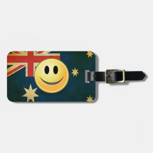 Grunge Australian Flag Face Luggage Tag