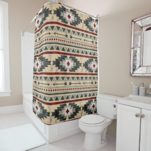 Grunge Aztec Tribal Pattern Shower Curtain