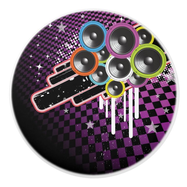 Grunge background ceramic knob (Front)