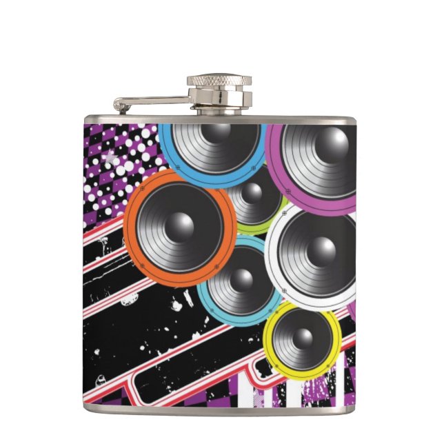 Grunge background hip flask (Front)