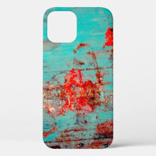 Grunge background of turquoise. Blotches, smears o iPhone 12 Case