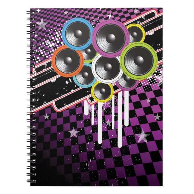 Grunge background spiral notebook (Front)