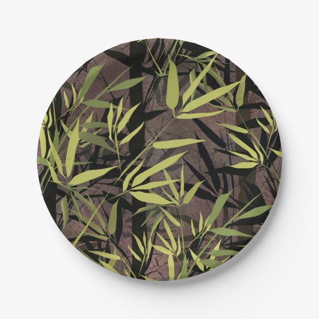 Grunge bamboo forest. paper plate (Front)