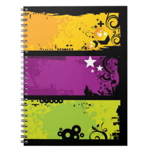 Grunge banners illustration spiral notebook