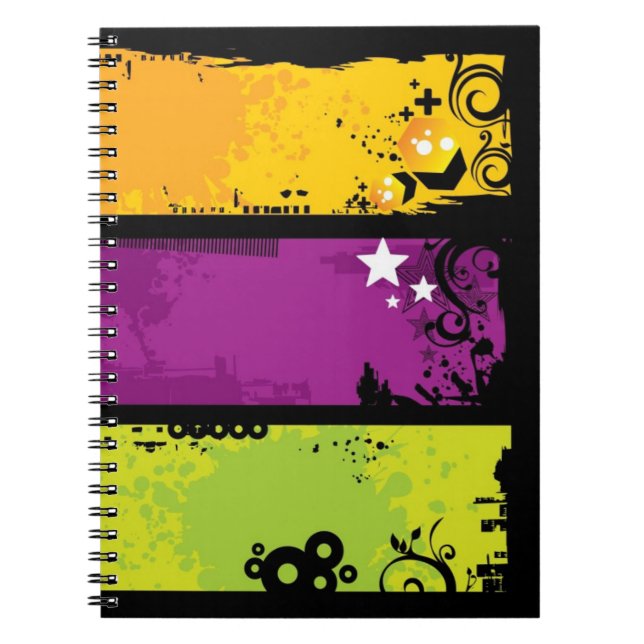 Grunge banners illustration spiral notebook (Front)