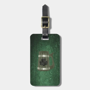 Grunge beer mug Irish lucky shamrock personalised Luggage Tag