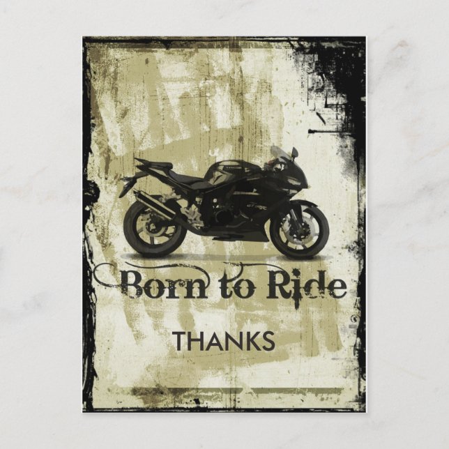 Grunge Biker Wedding Thank You Postcard (Front)