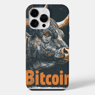 Grunge Bitcoin Bull Blockchain design iPhone 14 Pro Max Case