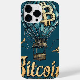 Grunge Bitcoin hot air balloon Blockchain design Case-Mate iPhone 14 Pro Max Case