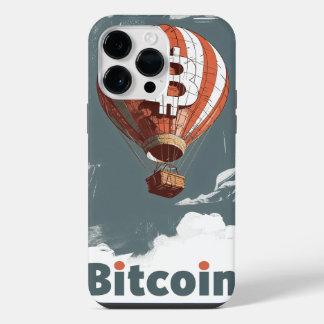 Grunge Bitcoin hot air balloon Blockchain design iPhone 14 Pro Max Case