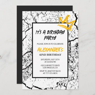 Grunge Black 42nd birthday invitation Graffiti