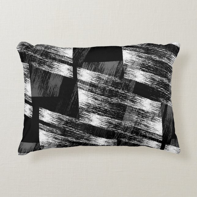 Grunge black and white abstraction. decorative cushion (Front)