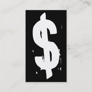 grunge black and white money symbol business card