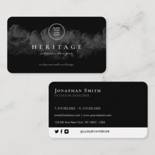 Grunge Black Cloudy Add Your Logo Business Card