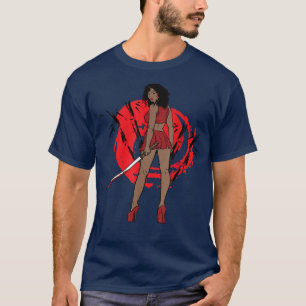 Grunge Black Melanin Katana Japanese Anime Sakura  T-Shirt