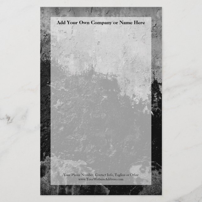 Grunge Black Paint Faux Finish Design Stationery (Front)