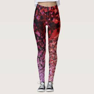 Grunge black red purple words to live by leggings