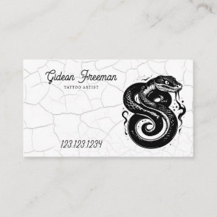 Grunge Black & White Snake Tattoo Artist Business Card