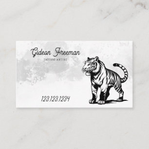 Grunge Black & White Splash Tiger Tattoo Artist Business Card