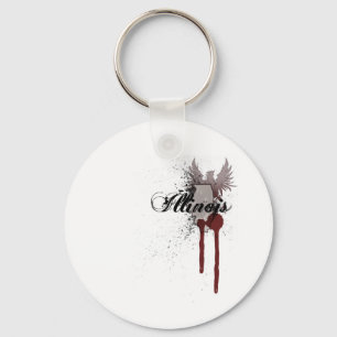 Grunge Blood Splatter Illinois Keychain